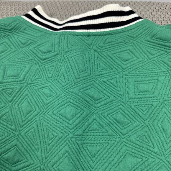 THML Women’s Lainey Quilted Varsity Style Kelly Green & Cream Jacket Size Large - Picture 7 of 12
